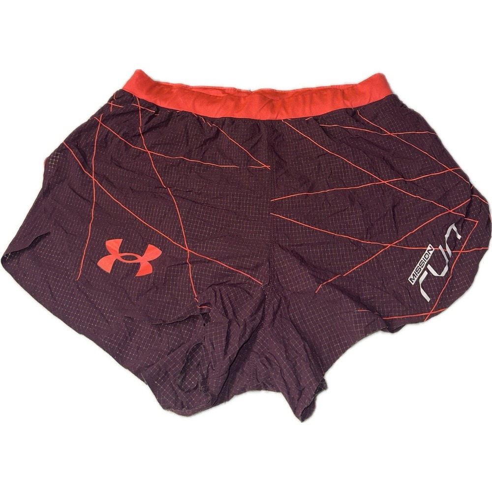 Under Armour Mission Run Women's Athletic‎ Shorts Size M Fitted Heat Gear Maroon